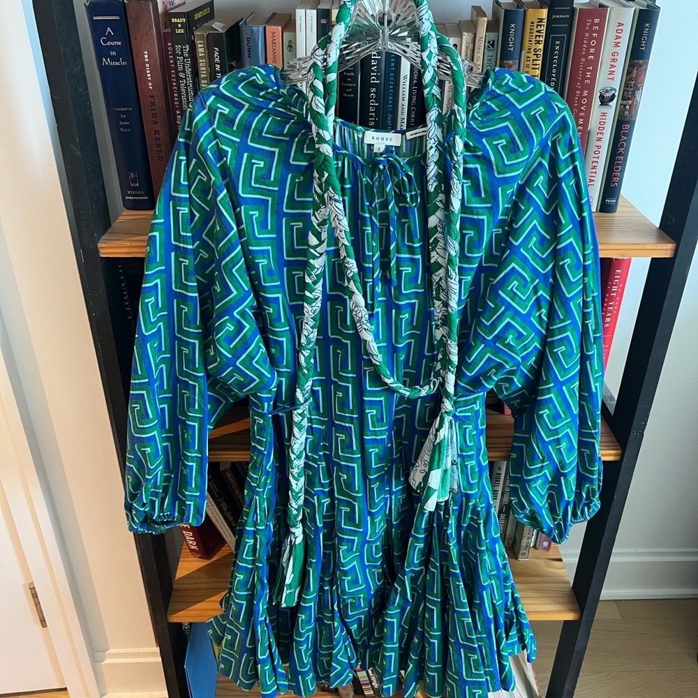 Rhode Ella Green and Blue Geometric Pattern Dress